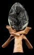 Septarian Dragon Egg Geode - Black Crystals #36717-1